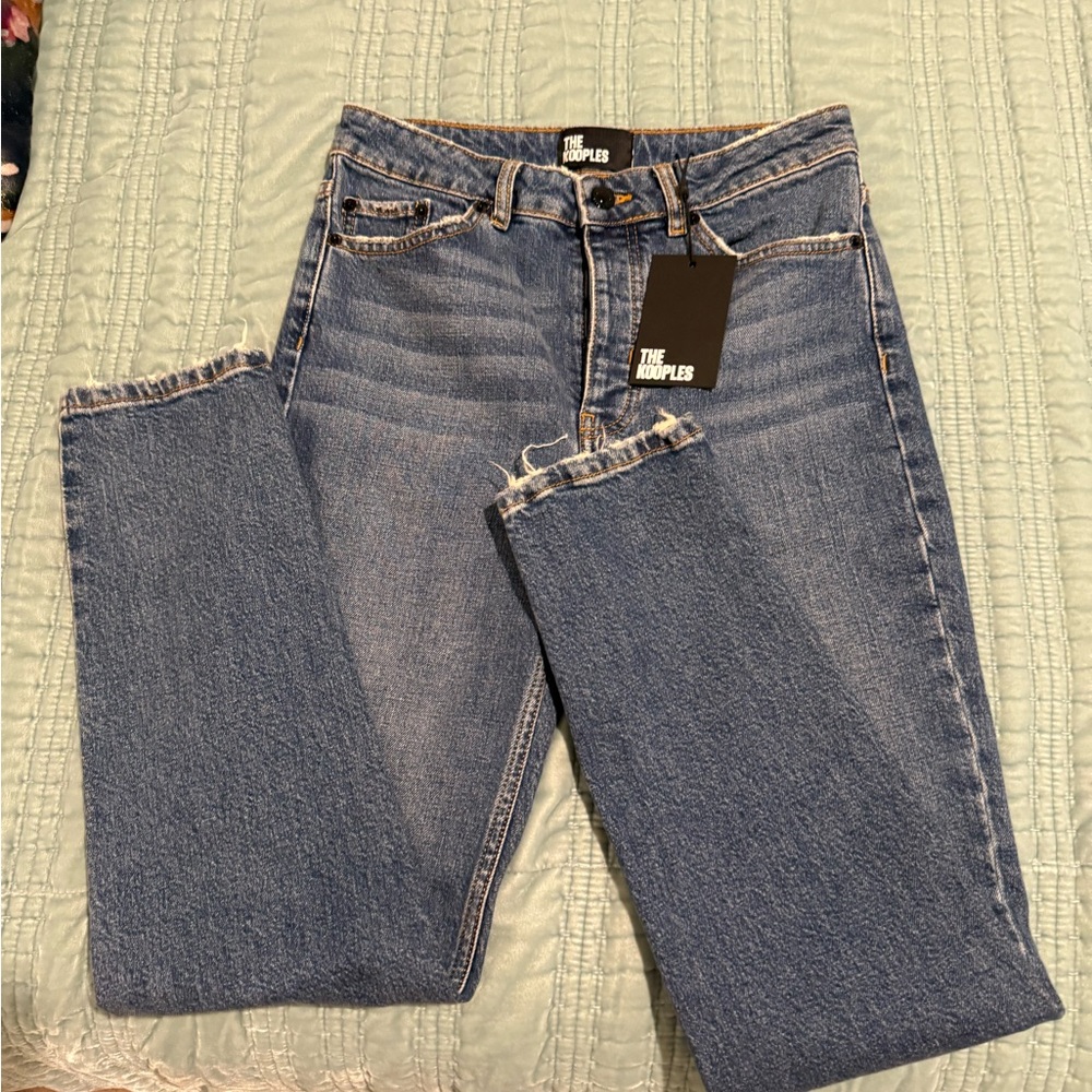 The Kooples Women's Blue Straight-Leg Jeans with Raw Hem